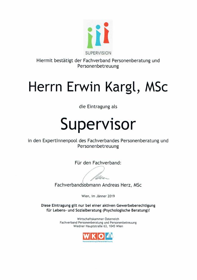 Erwin Kargl, ExpertInnenpool Supervision